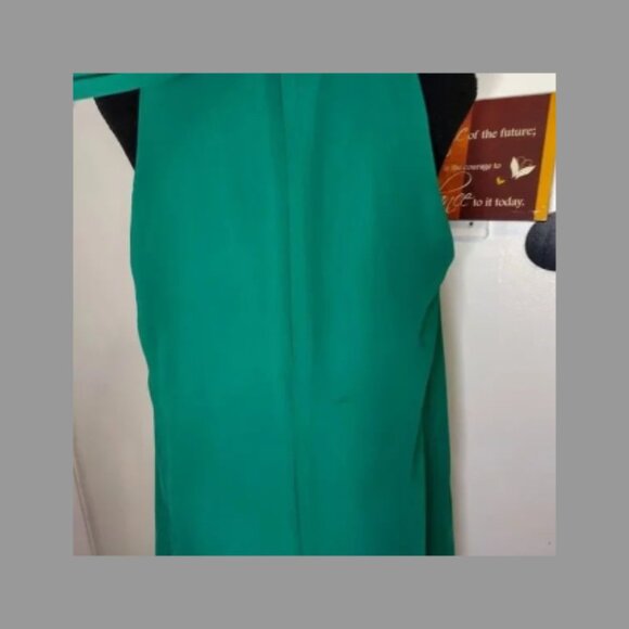 New York & Company XS Eva Mendes Emerald Green Chiffon High Neck Dress Size Med - Picture 7 of 10